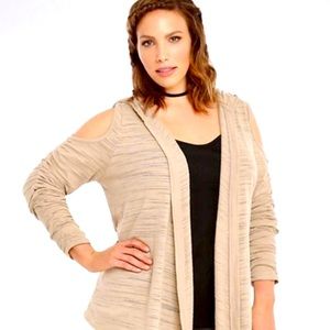 BNNU Torrid Star Wars Rey Hooded Cardigan in Tan with Cold Shoulders Size 1x